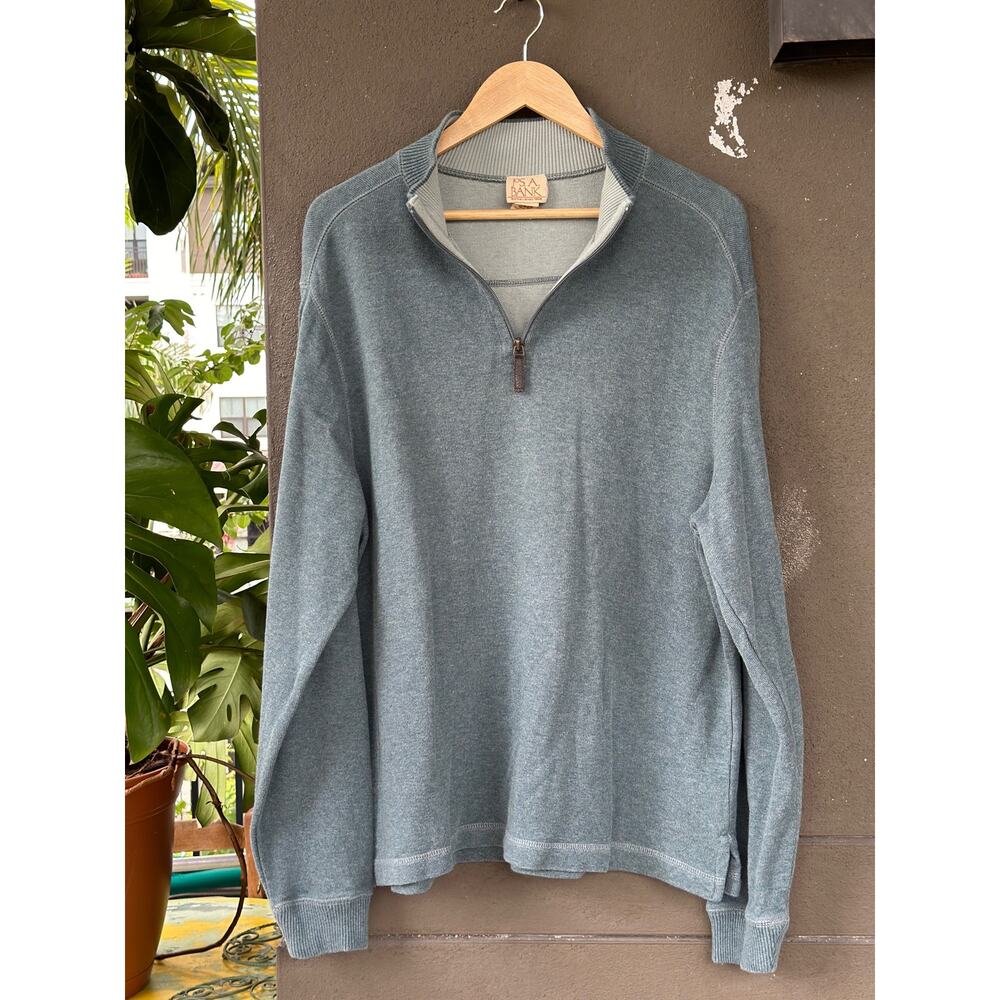 Jos. A. Bank Men’s Large Blue / Green Cotton 1/4 Zip Pullover Sweater Sweatshirt